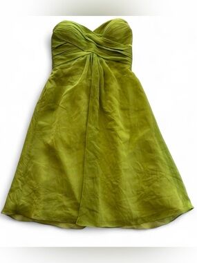 Vintage Symphony of Venus Bright Green Chiffon Strapless Corset Top Dress